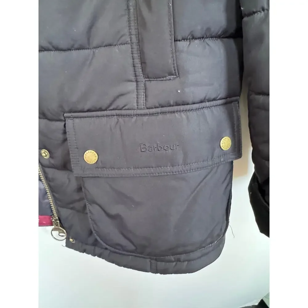 Barbour Winterton Quilted Utility Jacket Black Bird Owl Collar us 12 / uk 16 - Picture 6 of 7
